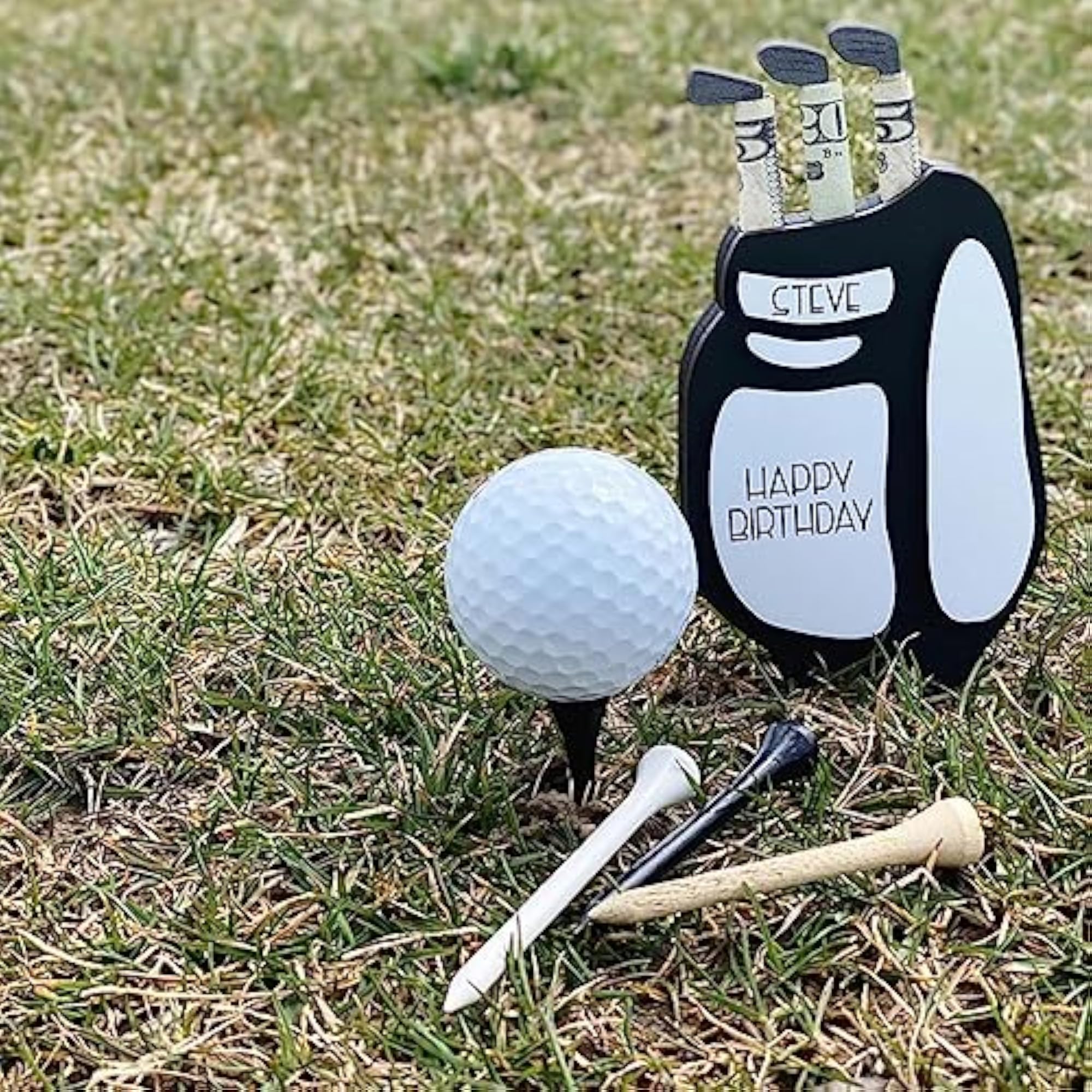 Men's Black Money Clip Golf Bag Wallet Gift for Father's Day